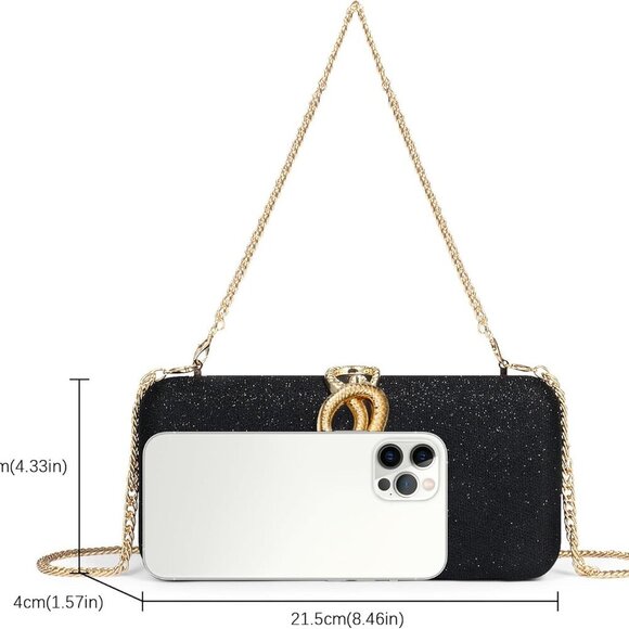 Chic Women's Evening Clutch: Kiss Lock, Detachable Chain, Perfect for Parties - Picture 5 of 6